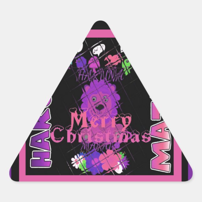 Baby pink Beautiful Merry Christmas Hakuna Matata Triangle Sticker (Front)