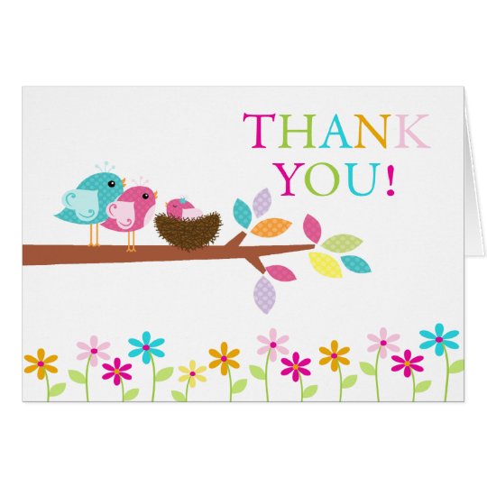 Baby Pink Birds Nest Thank You Note Card