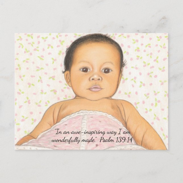 Baby Pink Blanket~ Wonderfully Made Postcard Print (Front)