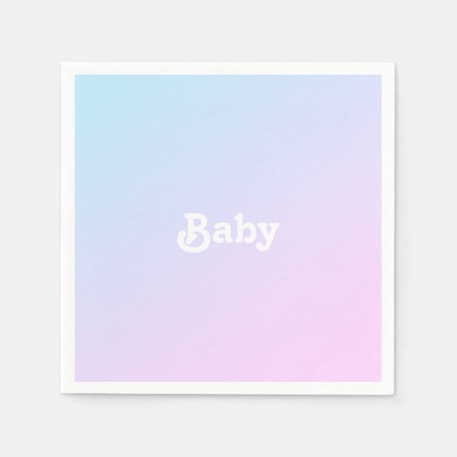 Baby pink blue ombre gradient pattern baby shower napkin (Front)
