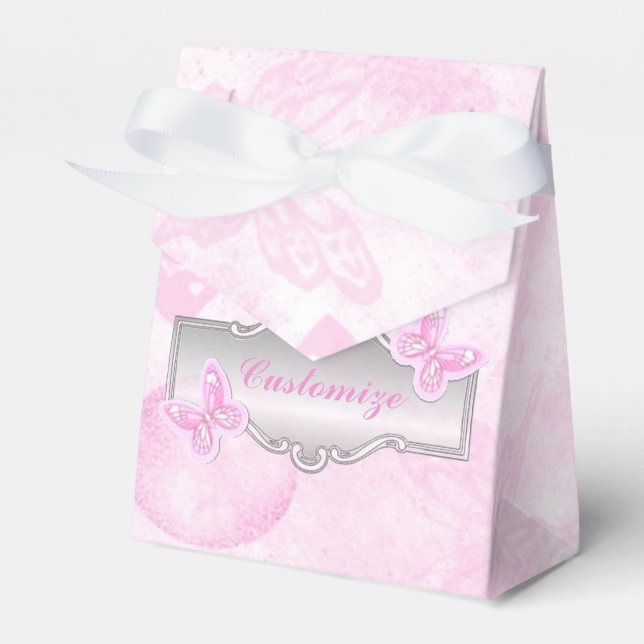 Baby Pink Butterflies & Balloons Favour Box (Front Side)