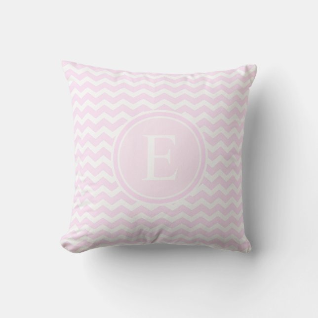 Baby Pink Chevron Customised Monogram Cushion (Front)