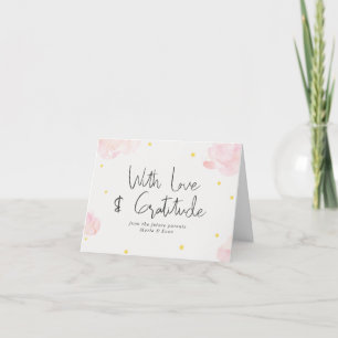 Baby Pink Clouds Girl Stars Thank you Card