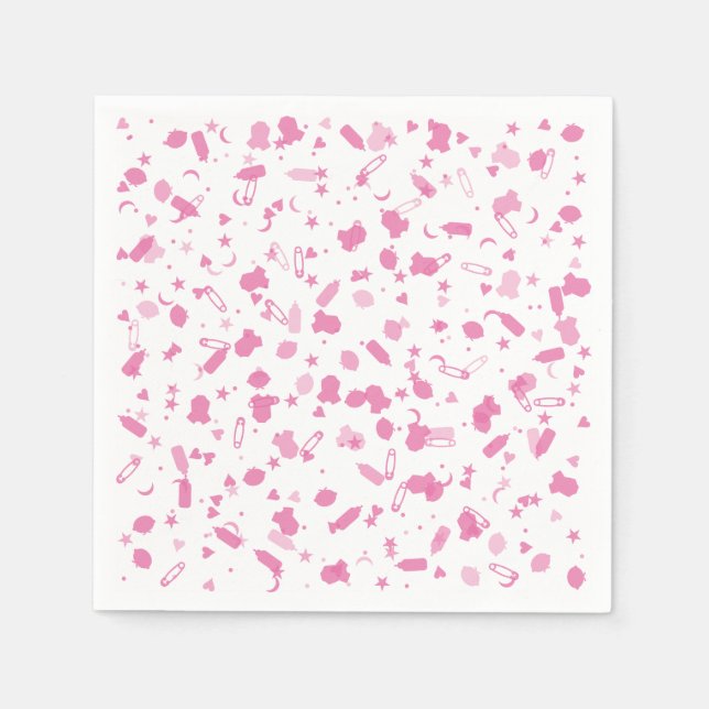 Baby Pink Confetti Baptism Christening Napkin (Front)