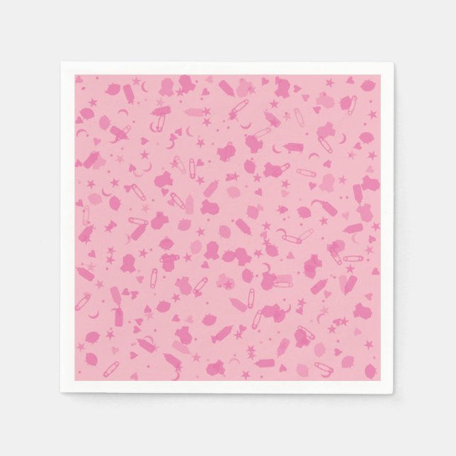 Baby Pink Confetti Baptism Christening Napkin (Front)