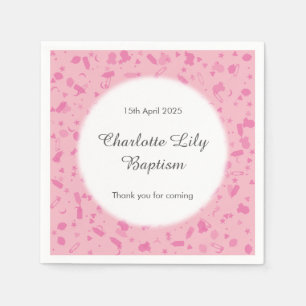 Baby Pink Confetti Baptism Christening Napkin