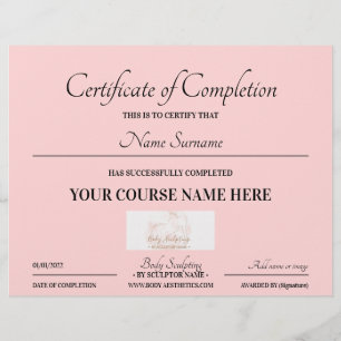 Baby pink course online certificate of completion