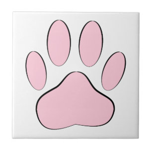 Baby Pink Dog Pawprint Ceramic Tile