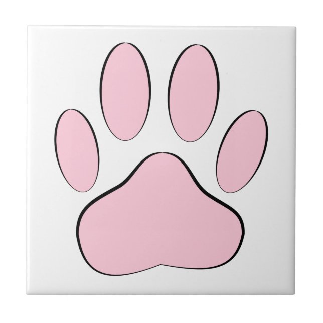 Baby Pink Dog Pawprint Ceramic Tile (Front)