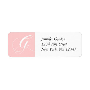 Baby Pink Elegant Monogram G Return Adress Label Return Address Label