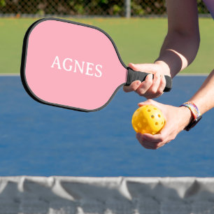 Baby Pink Elegant Name Trendy Minimalist Pickleball Paddle