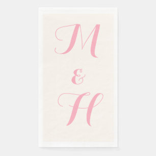 Baby Pink Elegant Wedding Initials   Ivory Napkin