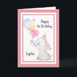 Baby Pink Elephant Cute Birthday Girl Custom Card<br><div class="desc">Baby Pink Elephant Cute Birthday Girl Custom</div>