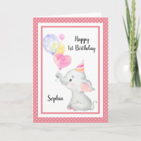 Baby Pink Elephant Cute Birthday Girl Custom