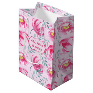 Baby Pink English Rose Medium Gift Bag