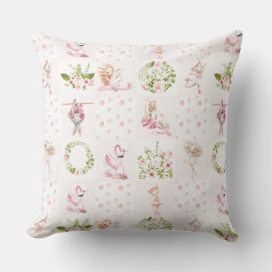 Baby Pink Floral Animals Quilt Nursery Pattern Cushion