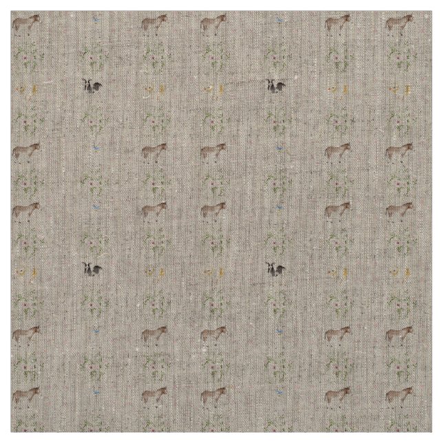 Baby Pink Floral Animals Quilt Nursery Pattern Fabric (Swatch)