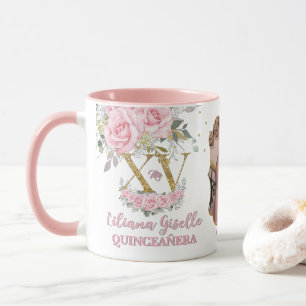 Baby Pink Floral XV QUINCEAÑERA Quince 15 Photo Mug