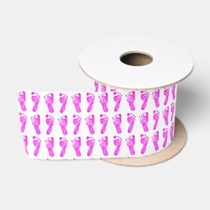 Baby Pink Footprints Satin Ribbon