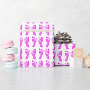 Baby Pink Footprints Wrapping Paper