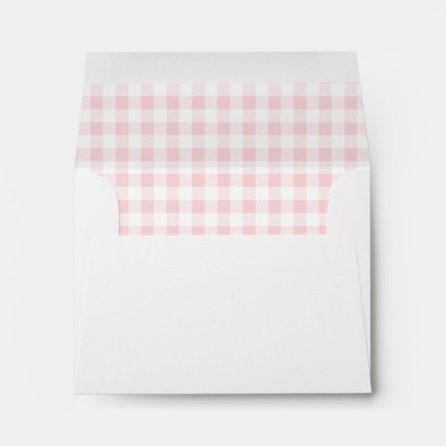 Baby Pink Gingham Check Personal Stationery Envelope (Back (Bottom))