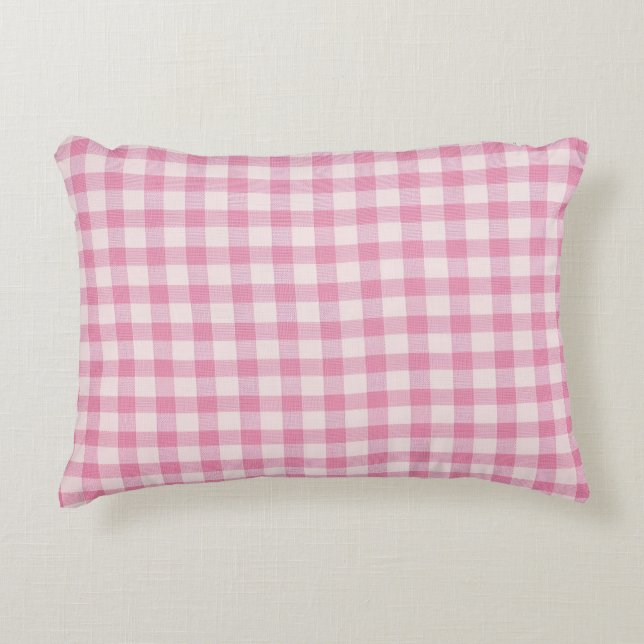 Baby Pink Gingham Decorative Cushion (Front)