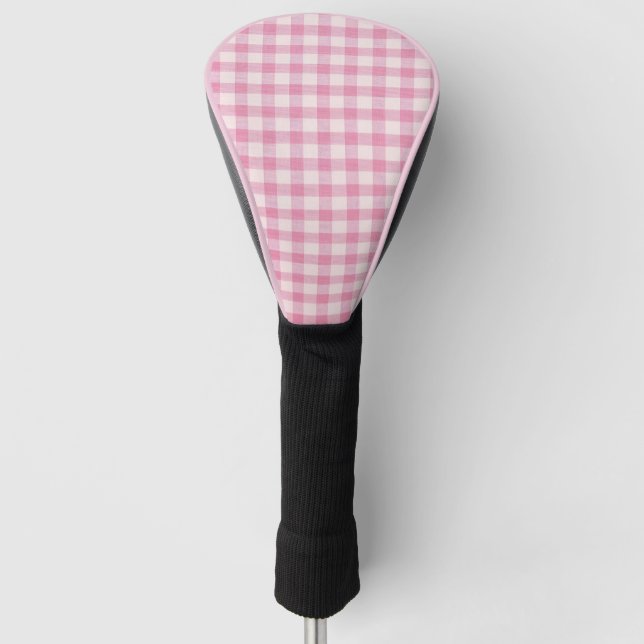 Baby Pink Gingham Golf Head Cover (Front)