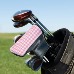 Baby Pink Gingham Pattern Golf Head Cover