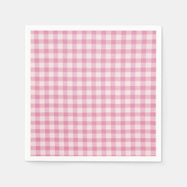 Baby Pink Gingham Pattern Napkin (Front)
