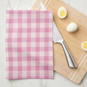 Baby Pink Gingham Pattern Tea Towel