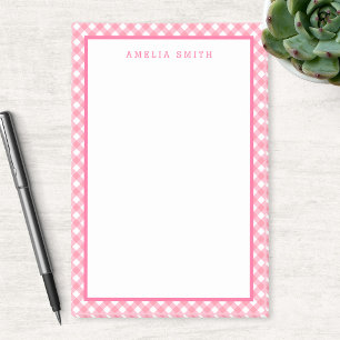Baby Pink Gingham with Border Post-it Notes