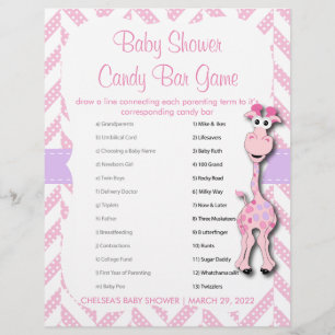 Baby Pink Giraffe Baby Boy Shower - Game Flyer