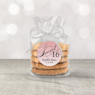 Baby Pink Glam Glitter Sweet 16 Personalised Classic Round Sticker
