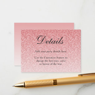 Baby Pink Glitter Glam Enclosure Card