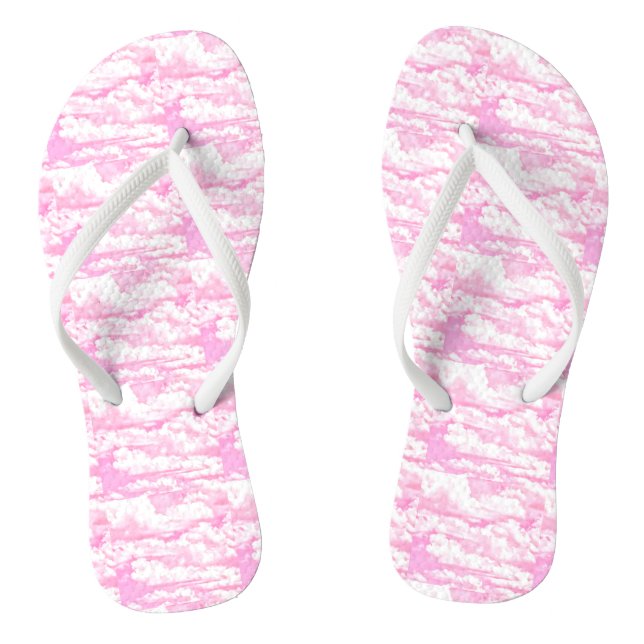 Baby Pink Happy Clouds Backgrouund Thongs (Footbed)