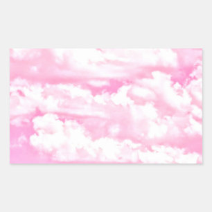 Baby Pink Happy Clouds Decor Rectangular Sticker