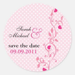 Baby Pink  Heart Vine - save the date sticker