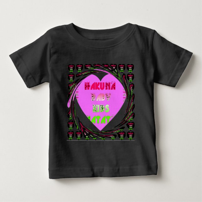 Baby Pink  Hearts Hakuna Matata Baby Kids Design.p Baby T-Shirt (Front)