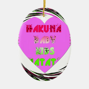 Baby Pink  Hearts Hakuna Matata Baby Kids Design.p Ceramic Tree Decoration