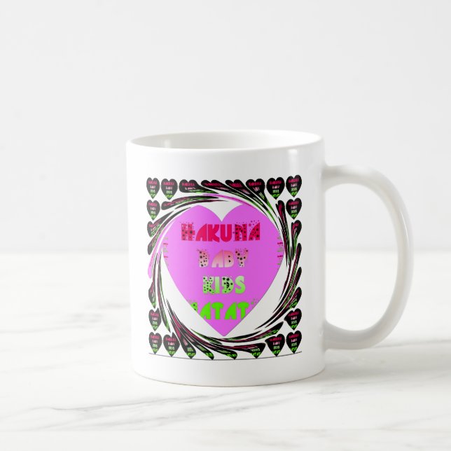 Baby Pink  Hearts Hakuna Matata Baby Kids Design.p Coffee Mug (Right)