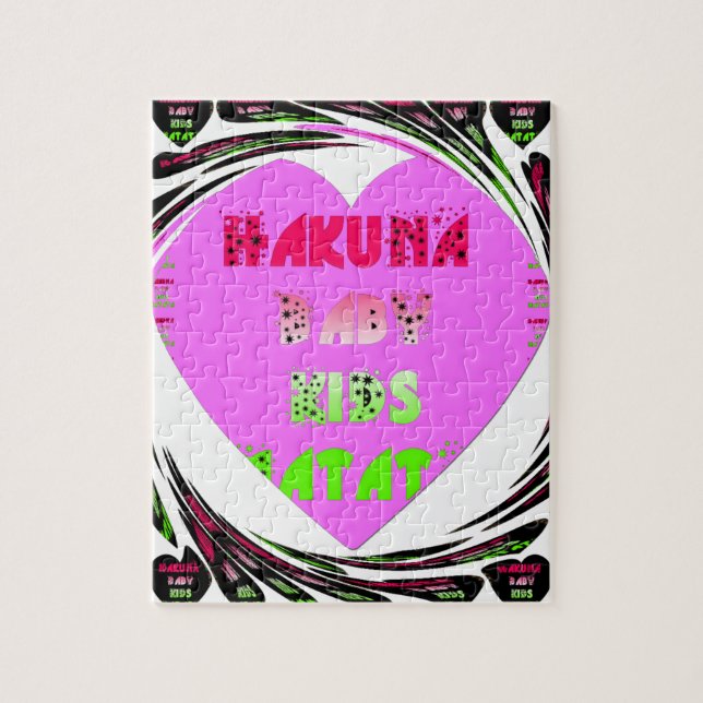 Baby Pink  Hearts Hakuna Matata Baby Kids Design.p Jigsaw Puzzle (Vertical)