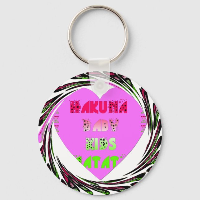 Baby Pink  Hearts Hakuna Matata Baby Kids Design.p Key Ring (Front)