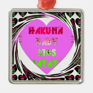 Baby Pink  Hearts Hakuna Matata Baby Kids Design.p Metal Tree Decoration