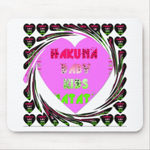 Baby Pink  Hearts Hakuna Matata Baby Kids Design.p Mouse Pad