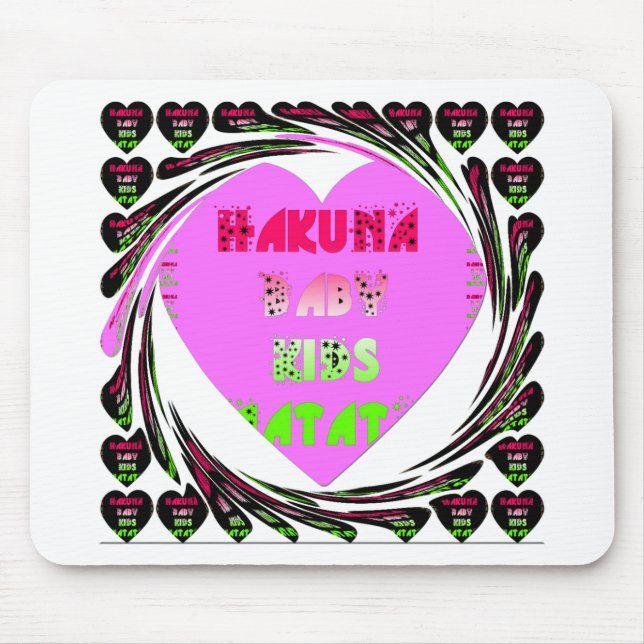 Baby Pink  Hearts Hakuna Matata Baby Kids Design.p Mouse Pad (Front)