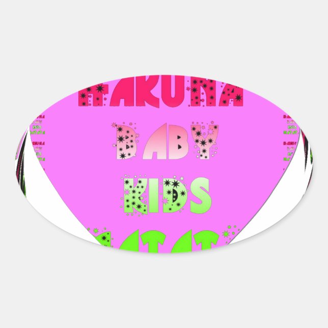 Baby Pink  Hearts Hakuna Matata Baby Kids Design.p Oval Sticker (Front)