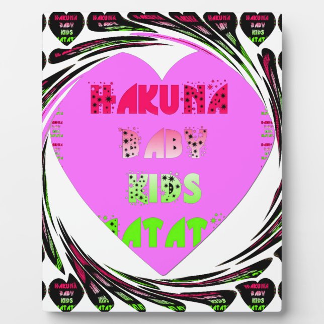 Baby Pink  Hearts Hakuna Matata Baby Kids Design.p Plaque (Front)