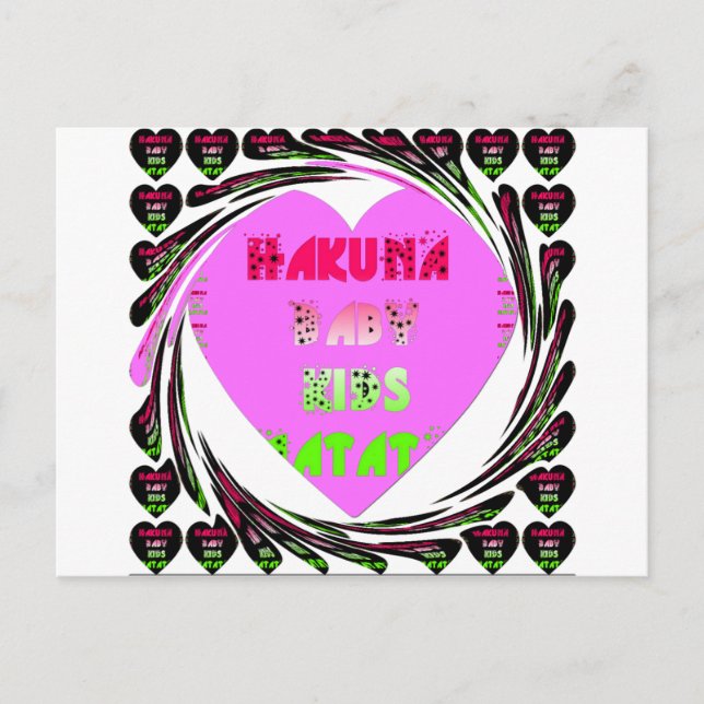 Baby Pink  Hearts Hakuna Matata Baby Kids Design.p Postcard (Front)