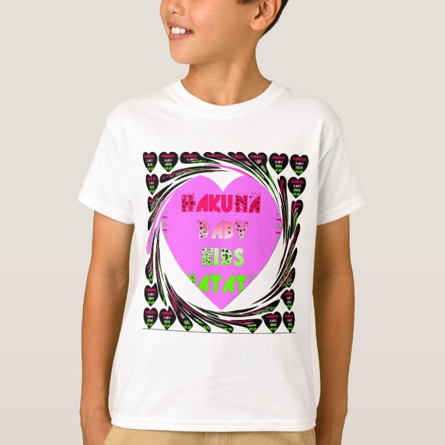 Baby Pink  Hearts Hakuna Matata Baby Kids Design.p T-Shirt (Front)