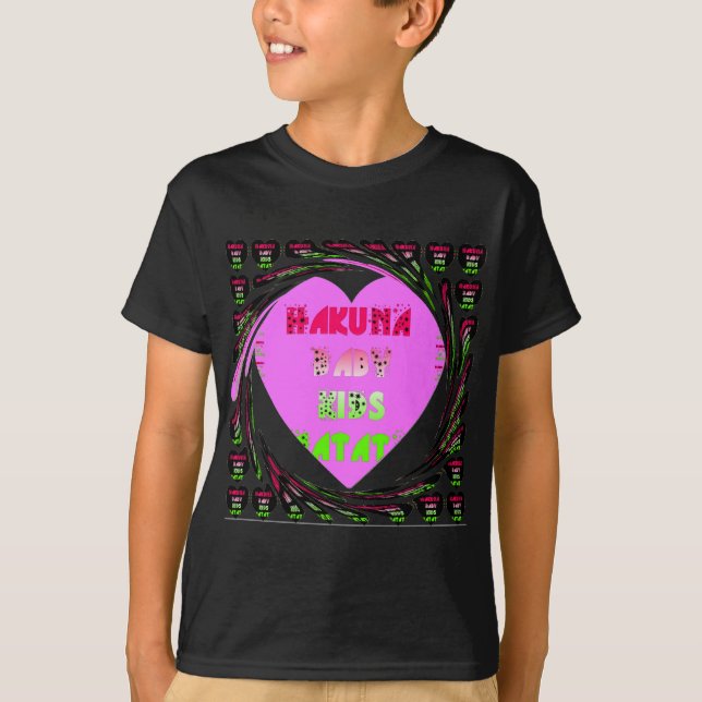 Baby Pink  Hearts Hakuna Matata Baby Kids Design.p T-Shirt (Front)